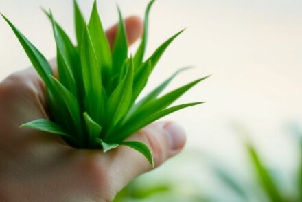 Main tenant une plante verte luxuriante