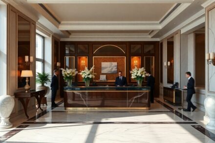 Conciergerie de luxe à Cannes, personnel discret, intérieur opulent.